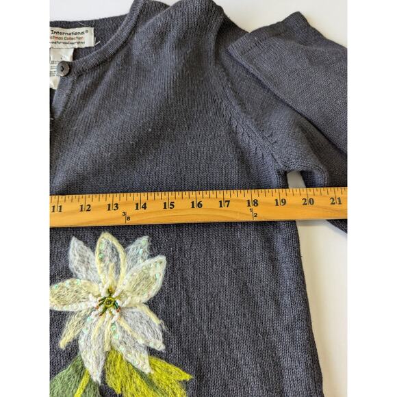 Vintage Tiara International Christmas Collection Cardigan Sweater Large Gray - Picture 7 of 8